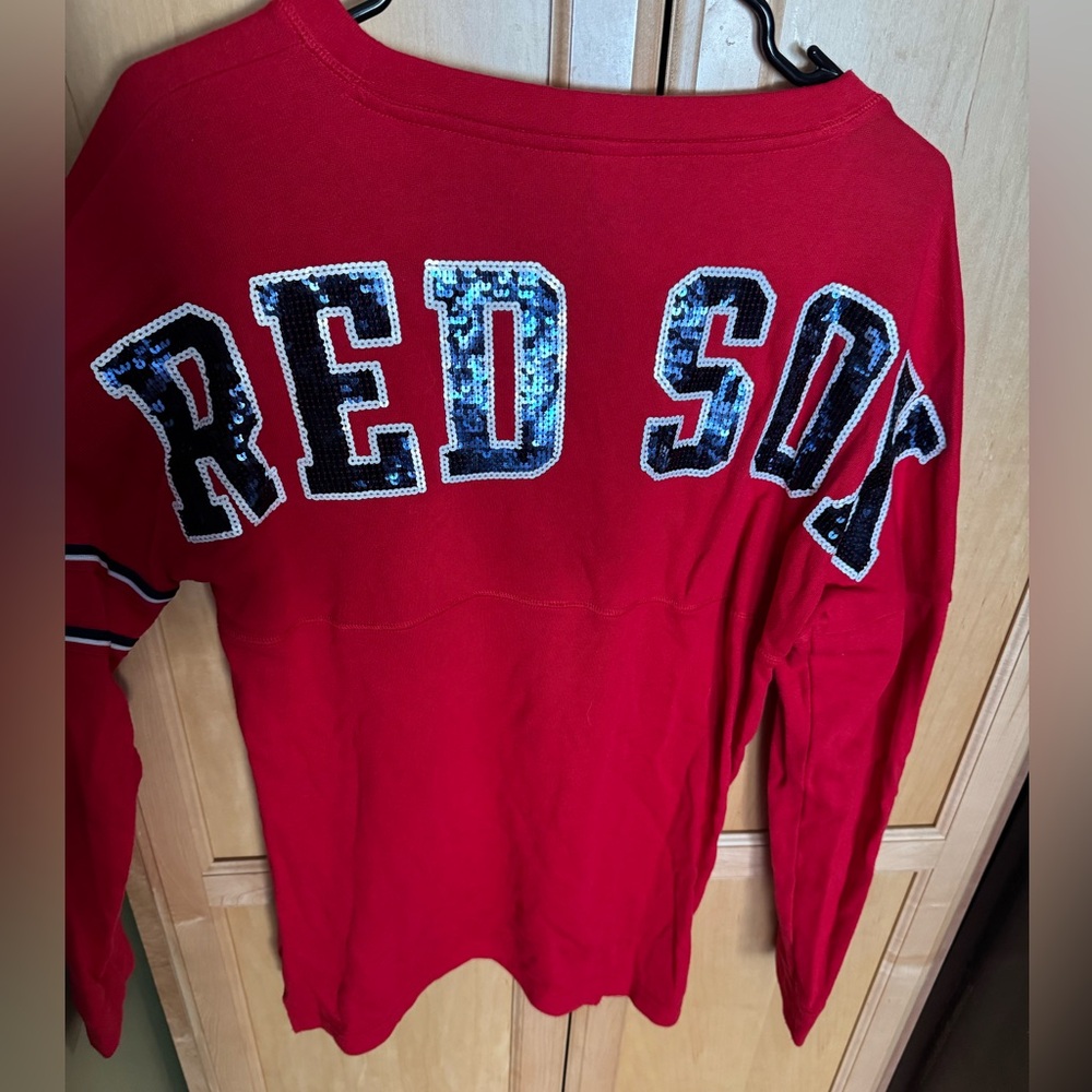 PINK Victoria's Secret Boston Red Sox Lace Up Front MLB Embellished Pull Over XS - Picture 1 of 9